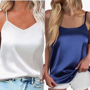 Set of two EKOUAER Women’s camisoles 
Size: XL 
White/ blue 
NWT. You get both.